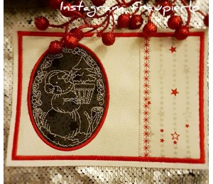 Stickserie ITH - Schneemann Redwork MugRugs